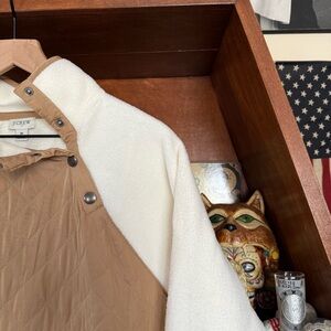 J.Crew - Asymmetrical Tan Quilted Cream Jacket - Women’s Medium